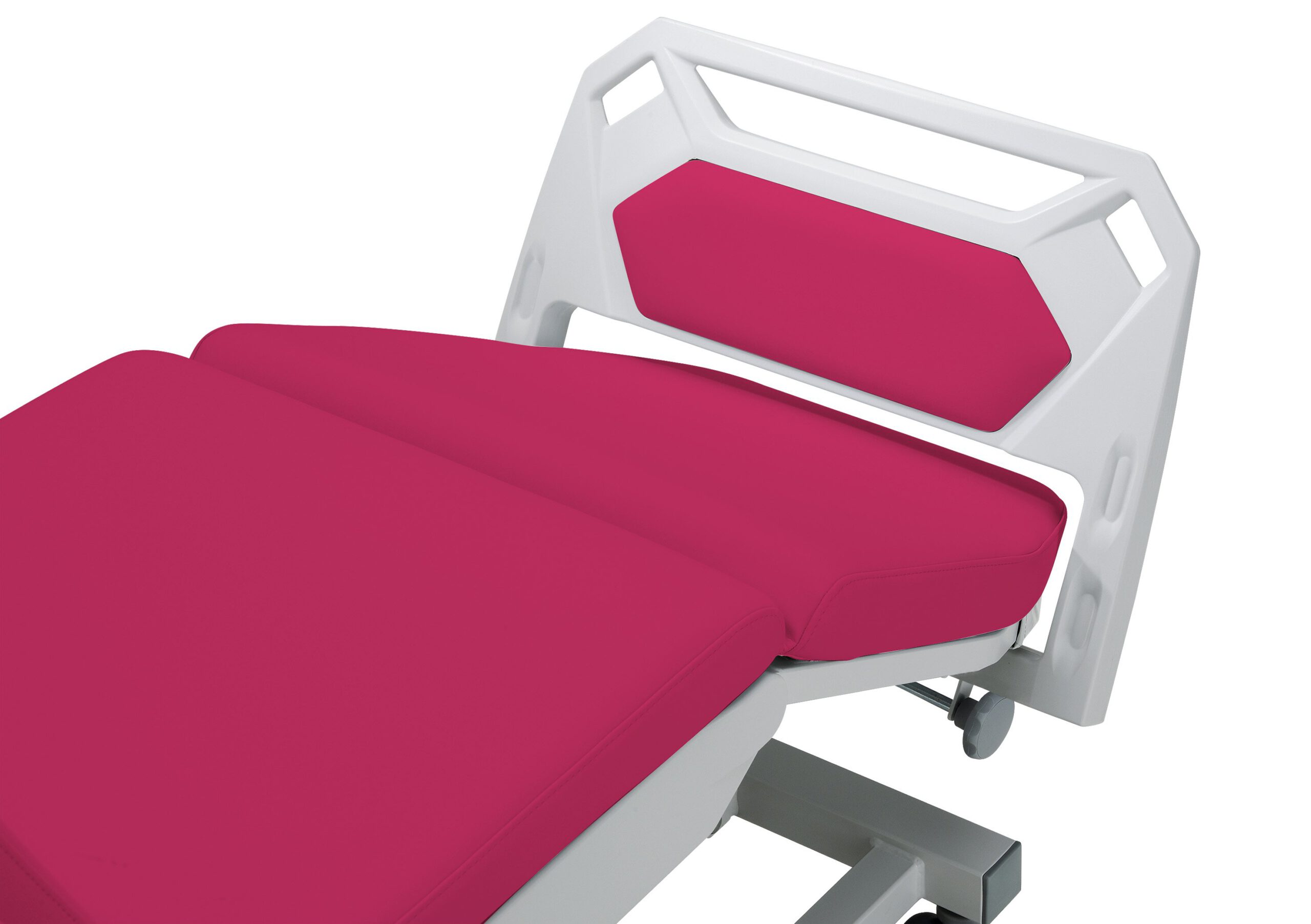 Upholstered footrest inlay in the color of the table